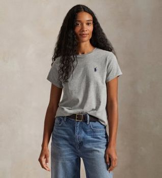 Polo Ralph Lauren para mujer. 211B14605030 Camiseta Classic Fit gris (XL), Casual, Algodón, Manga corta