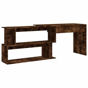 Escritorio - Mesa De Ordenador De Esquina Contrachapada Roble Ahumado 200x50x76 Cm