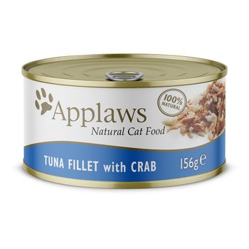 Applaws Cat Food Cans 156g - Tuna / Fish in Broth - Tuna Fillet with Crab 24 x 156g