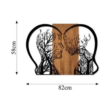 Decoración Pared De Madera Árbol Woman And Man Love Nogal Negro 80x58 Cm