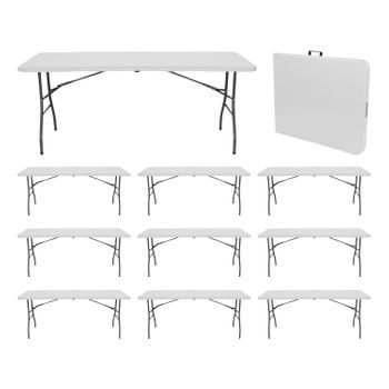 Megapack 10 Mesas Plegables Portátiles Resina 180cm Thinia Home