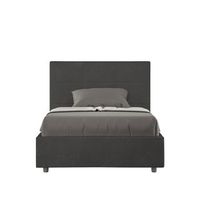 cama de una plaza y medio con almacenaje acolchada 120x190 microfibra gris mika