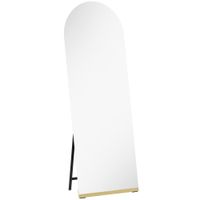 homcom espejo de cuerpo entero curvado 160x50 cm sin marco base de madera espejo de pie o apoyado en la pared transparente