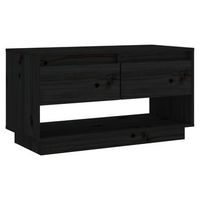 mueble tv  mueble de salon  armario tv de madera maciza de pino negro 74x34x40 cm