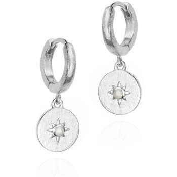 Jorge Revilla Pendientes Pendientes aro con espectrolita y estrella de plata de ley 925 para mujer