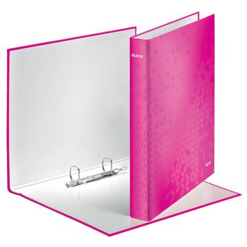 Leitz 4241 WOW Carpeta de anillas con 2 anillas en D rosa metalizado (40 mm)