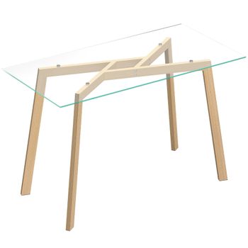 HOMCOM Mesa de Comedor Rectangular Moderna para 6 Personas Superficie de Vidrio Templado 150x75x76 cm Transparente