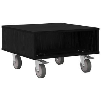 Mesa Lateral | Mesas Auxiliar Con Ruedas Roble Negro 50,5 X 50 X 30 Cm