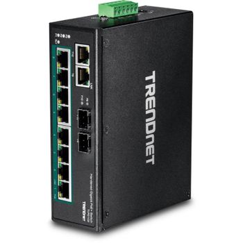 Conmutador industrial TRENDnet TI-PG102 Gigabit PoE+ DIN-Rail 10 puertos