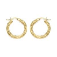 9ct gold twist pattern hoop earrings - 20mm - g2461