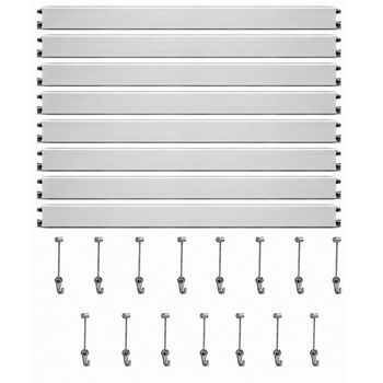 Colgar Cuadros Sin Agujeros Pack Sistema Modular Eurohang Guías Aluminio 150 Cm Cable Acero Variantes Tornillo Plus Blanco O Plata Mate 6 9 12 Metros