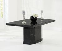carvelle 160cm black pedestal marble dining table