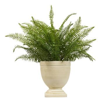 Planta Artificial De Seda Helecho Flor De Rosa H80cm