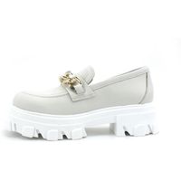 divine follie mocasines mocassino carrarmato pelle off white gold dfp07 para mujer