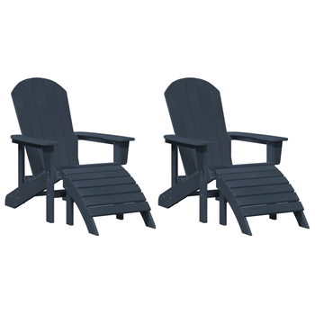 Sillas Adirondack De Con Reposapiés 2 Uds Azul Marino Hdpe Cfw110103