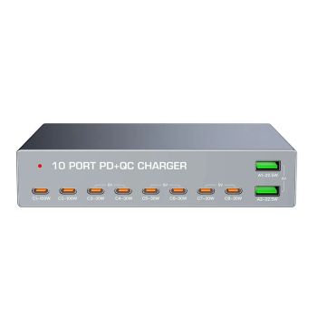 Cargador Bakeey WLX-X6Y de 140W,estación de carga de escritorio de 10 puertos USB PD,2 USB-A + 8 USB-C PD3.0 carga rápid