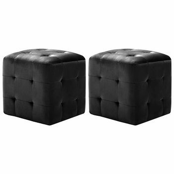 Mesitas De Noche 2 Unidades Terciopelo Negro 30x30x30 Cm Vidaxl