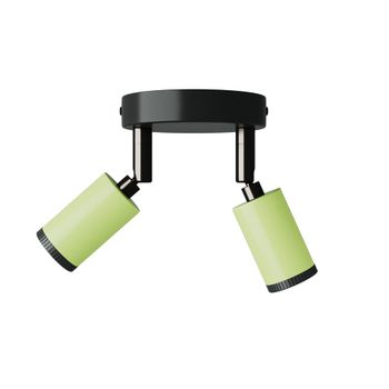 Aplique verde con dos focos metálicos