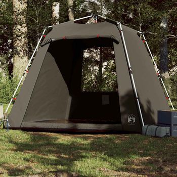 Tienda De Pesca - Acampada 4 Personas - Poliéster - Marrón (260x260x211cm)