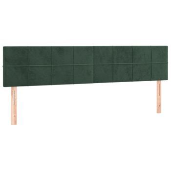 Cabecero Cama Mueble De Dormitorio Con Led De Terciopelo 200 X 5 X 78/88 Cm Verde Oscuro M02_0002063