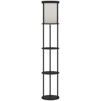homcom lampara de pie con 3 estantes diseno redondo mando a distancia interruptor de pie temperatura de luz ajustable para salon negro   aosom espana