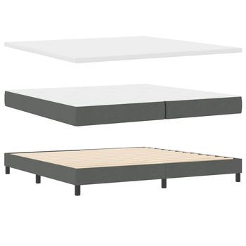 Cama Box Spring Con Colchón Gris Oscuro 200 X 200 Cm