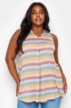 Yours Top Sin Mangas De Rayas De Colores, Mujer Curvy Y Tallas Grandes, Yours