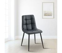 silla de comedor antibes tapizada en polipiel simil cuero negro 55x45x84 cm