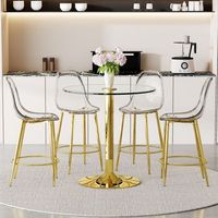 set de bar - mueble de cocina - cristal metal y plastico - oro y transparente 89x89x92cm