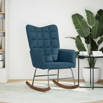 Silla Mecedora | Mecedora De Terciopelo Azul