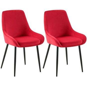 Juego De 2 Sillas De Comedor Elmira Terciopelo Rojo 53x50x86 Cm Clp