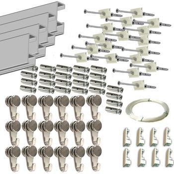 Pack Basic Rm De 12 Metros Guías De Aluminio (plata Mate) Con 24 Colgadores Nylon Para Colgar Cuadros… (plata Mate)