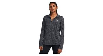 Camiseta under  strong armour tech   strong  negra 1 2 cremallera mujer