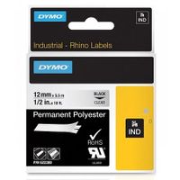 dymo 622289 original label tape 12mm x 55m black on clear