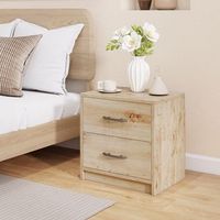 mesita de noche  mesilla de noche moderna con 2 cajones almacenaje compacto de madera para sofa natural