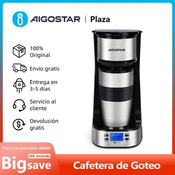 Cafetera de Goteo con Cafetera de Viaje y Taza Térmica, Temporizador 24H, 420ml, 14 oz, Pantalla LCD, Filtro Reutilizable, 700W