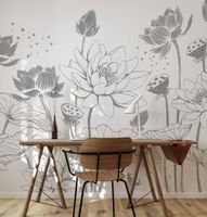 papel pintado panoramico nympheas gris 425 x 250cm