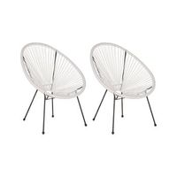 conjunto de 2 sillas de balcon de ratan sintetico blanco resistente a la intemperie sala de estar jardin bistro moderno acapulco ii