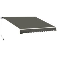 outsunny toldo para terraza para balcon retractil 350x250 cm impermeable y anti-uv para jardin y ventanas gris   aosom espana