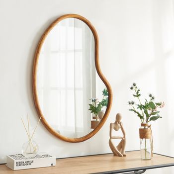 Espejo De Pared Jokioinen Marco Asimétrico Madera/mdf 75x55cm - Efecto Roble [en.casa]