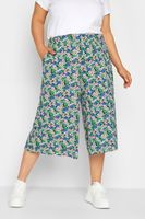 yours culottes azules y verdes de flores cinturilla elastica mujer curvy y tallas grandes yours