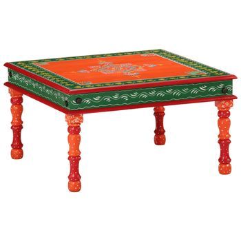 Mesa De Centro Madera Maciza De Mango Naranja Pintada A Mano Vidaxl