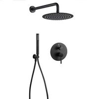 kibath grifo empotrado de ducha equipo de pared monomando oso redondo acabado negro mate fabricado en laton
