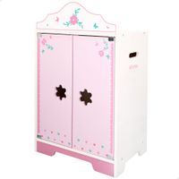 woomax - armario para ropa de munecas color blanco y rosa armario de madera para munecas mide 34x23x55 cm incluye perchas de juguete puertas con cierre magnetico juego simbolico juguetes