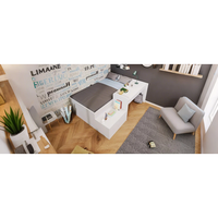 cama simple infantil de madera maciza blanca con escritorio cajones y almacenamiento somier de lamas 90 x 200 cm