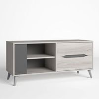 mueble tv orly color roble claro y gris 1 puerta 2 cajones