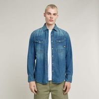 g-star raw camisa manga larga d23616-d252 slim denim-d891 faded cricket para hombre