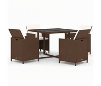 juego comedor jardin 5 pzas con cojines ratan sintetico marron