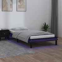 estructura cama led sin colchon madera maciza negro 100x200 cm vidaxl