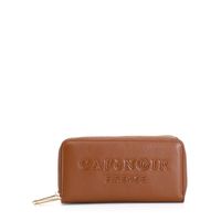 cartera con logo en relieve y cremallera alrededor brown taglia unica